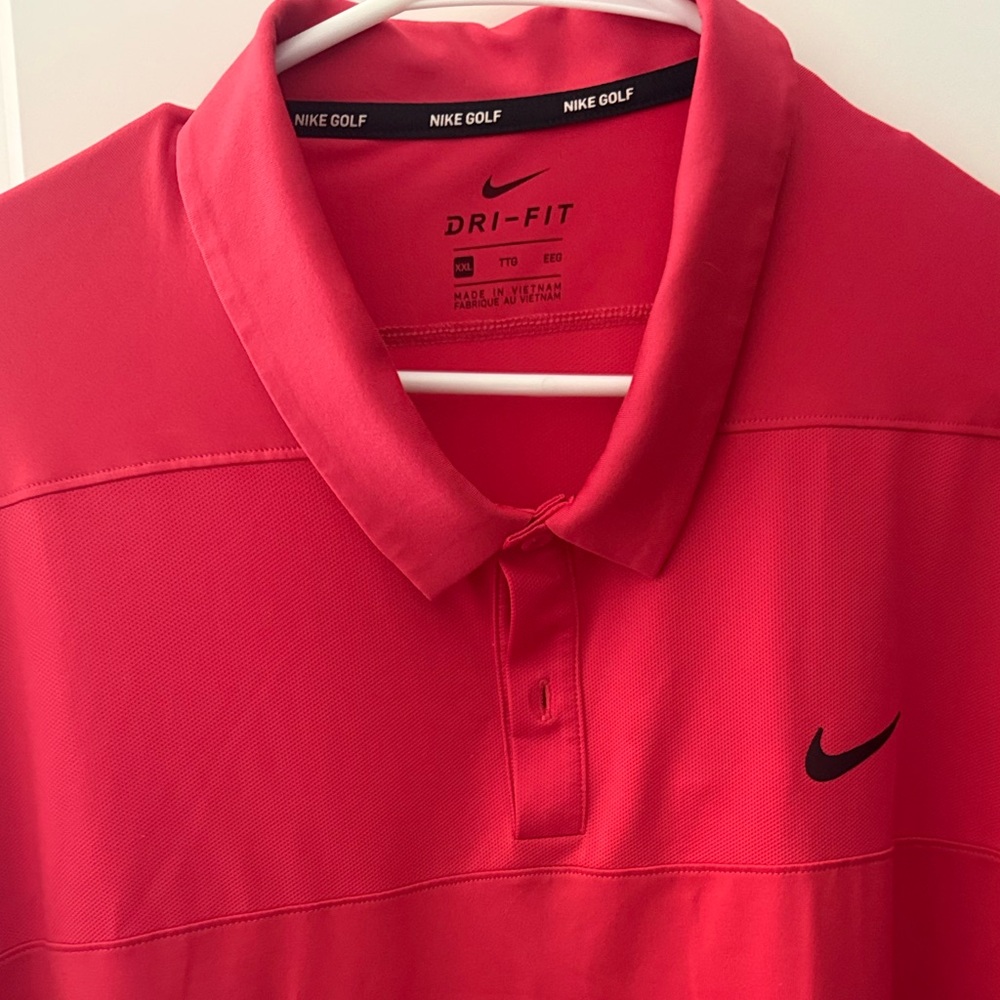 Nike Golf Men’s Bright Red Dri-FIT Polo with Black Swoosh